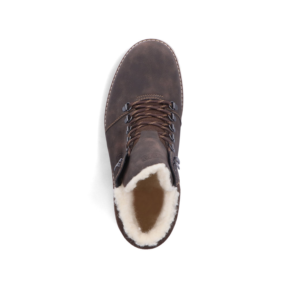 Ylhäältä kuvattu Rieker F8333-25 vedenpitävä miesten nilkkuri, ruskea
