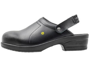 Sivukuva: ammattijalkine, musta väri, ergonominen muotoilu.