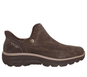 Skechers 169119/Choc ruskea mokkanahkainen nilkkuri sivulta