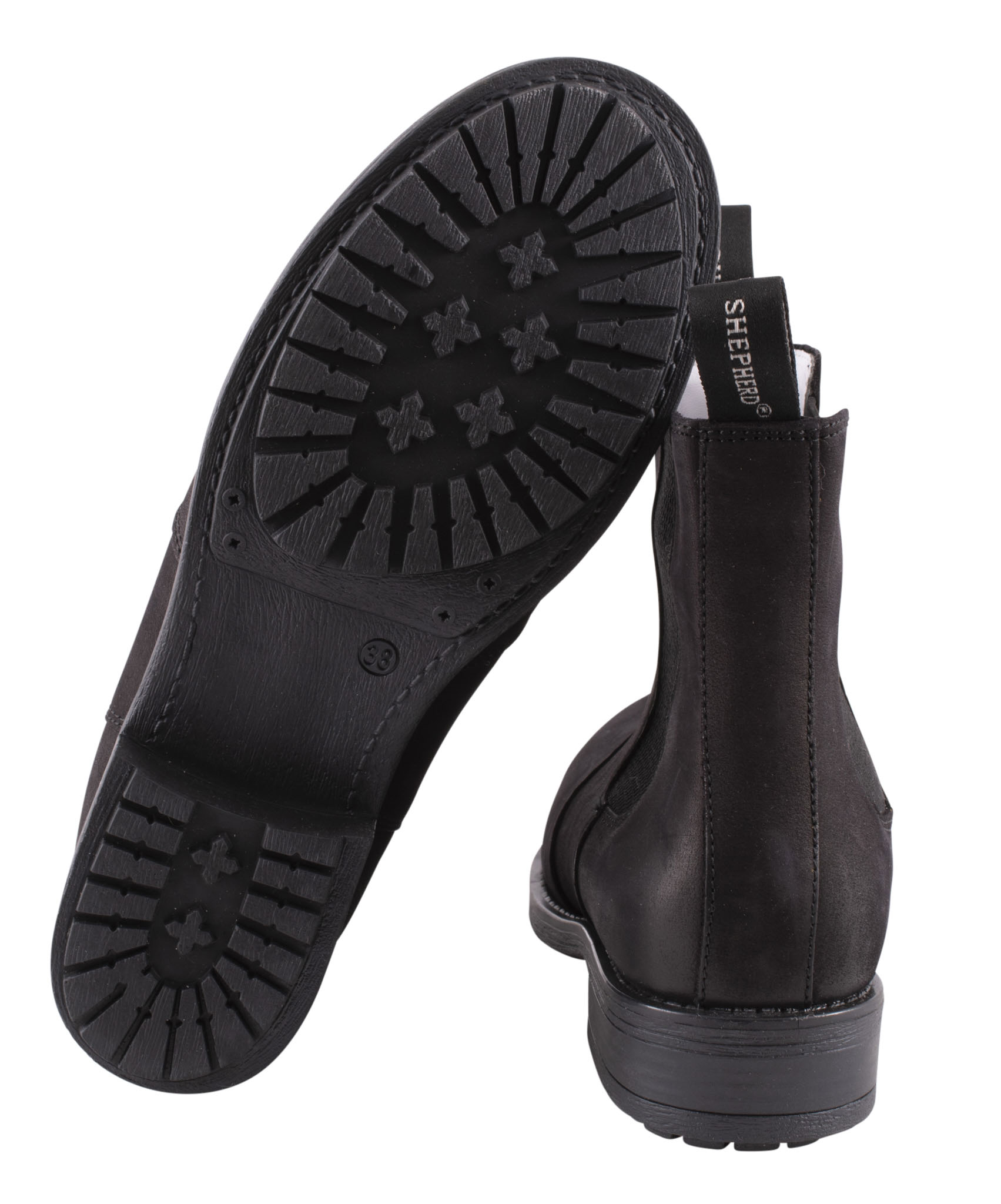 Shepherd Sanna Chelsea-bootsit kumipohjalla ja 3 cm korolla, musta nahka.