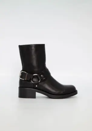 Duffy 71-62801-01 mustat nahkanilkkurit sivukuva, vetoketju ja aito nahka