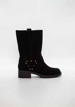 Sivunäkymä Duffy Rivoli Sette BLACK naisten nilkkureista, vedenpitävä mokkanahka ja villavuori