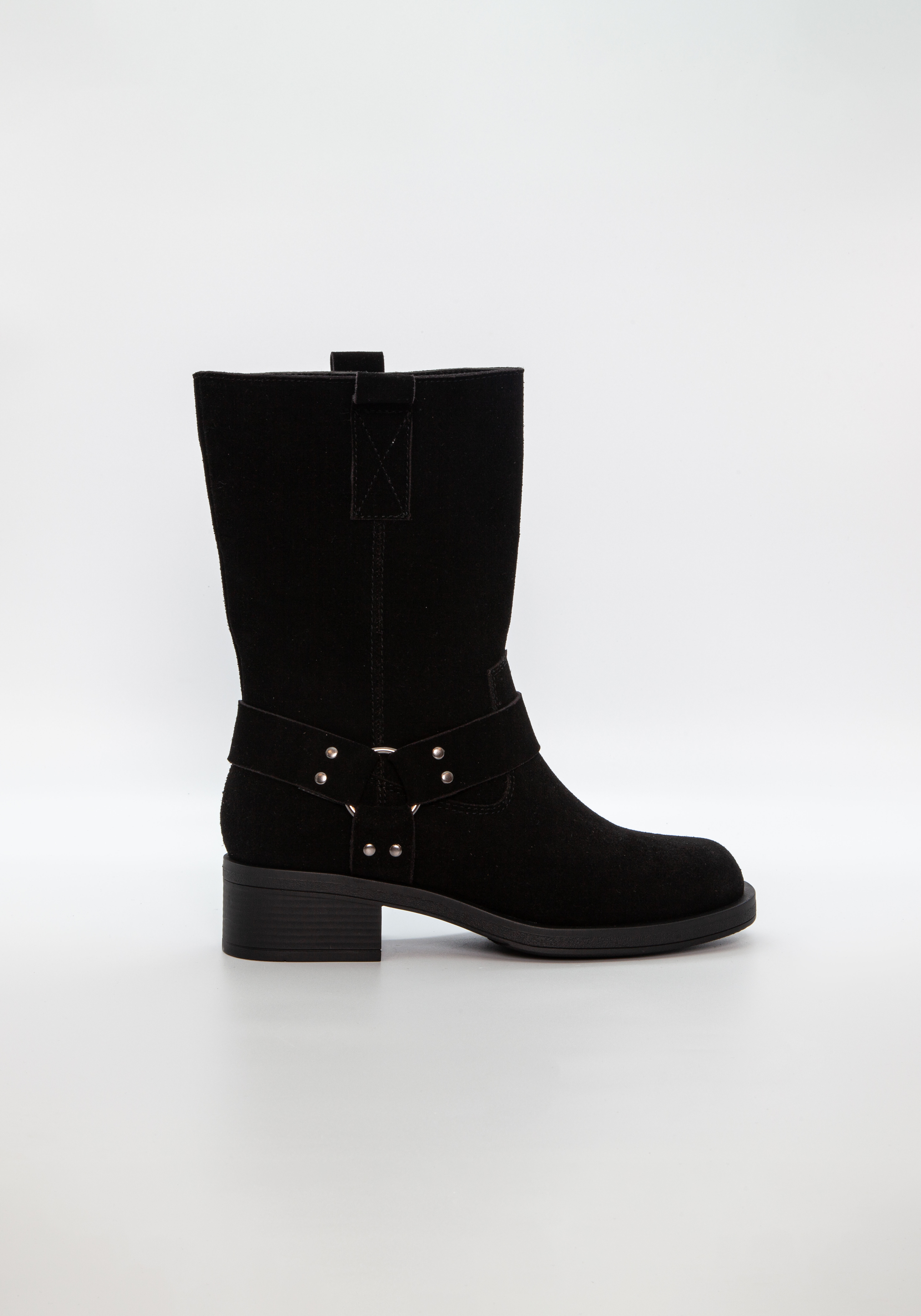 Sivunäkymä Duffy Rivoli Sette BLACK naisten nilkkureista, vedenpitävä mokkanahka ja villavuori