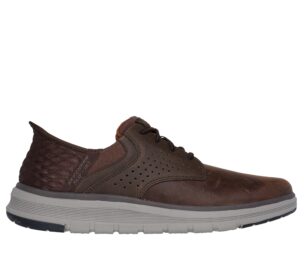 Miesten Skechers Slip-ins Orell - Yates (ruskea, nahka) handsfree-lenkkarit.